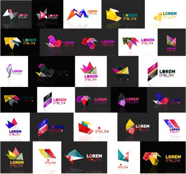 Üçgen geometrik şekiller, soyut logoları ayarla
