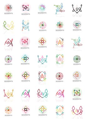 Dizi Vektör Lineer logotypes, geometrik soyut semboller, zarif simgeleri