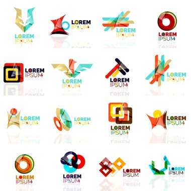 Logo koymak, soyut geometrik iş ikonları/simgeleri, kağıt tarzı parlak elemanları ile