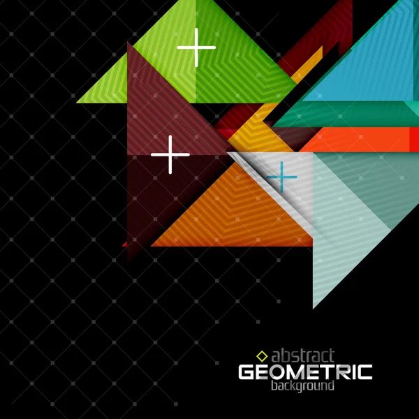 Цветные геометрические фигуры с текстурой на черном. Современный футуристический абстрактный шаблон — стоковый вектор