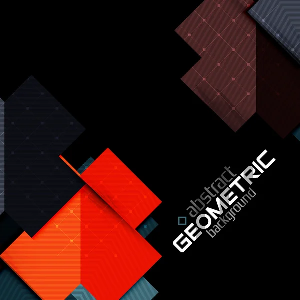 Formes géométriques colorées avec texture sur noir. Modèle de design abstrait futuriste moderne — Image vectorielle