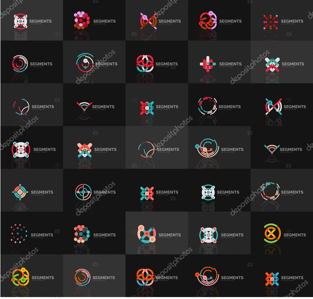 Set of vector linear logotypes, geometric abstract symbols, elegant icons. Modern minimalist elements for branding and logo design