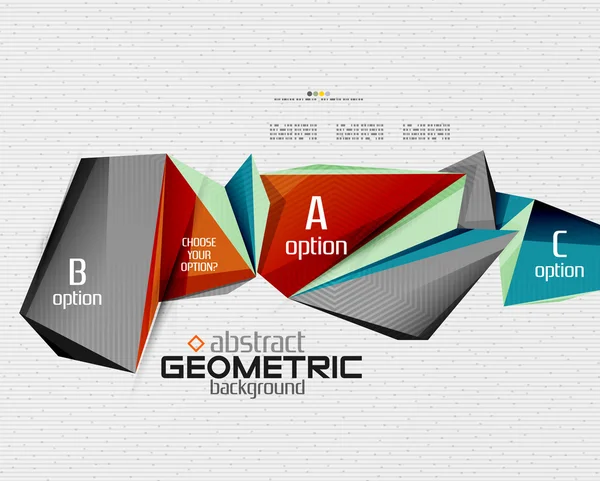 Abstracte info banner met opties, geometrische papier stijl — Stockvector