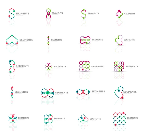 Conjunto de logotipos abstratos lineares. Rodar, círculo, loop infinito e outros conceitos. Modelos de marca de logotipo — Vetor de Stock