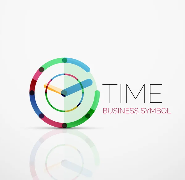 Vector abstract logo idea, time concept or clock business icon. Creative logotype design template — Stock Vector