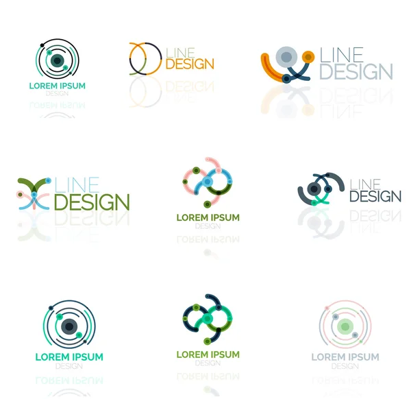 Conjunto de logotipo abstracto vector lineal, círculos bucles y remolinos. Plantillas de marca Logotype — Vector de stock