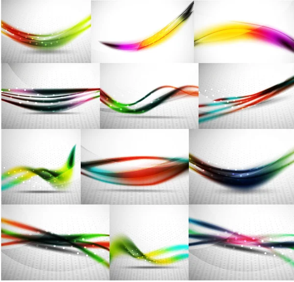 Wave backgrounds set, abstract vector — Stock Vector