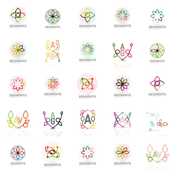 Set di loghi lineari vettoriali, simboli geometrici astratti, icone eleganti — Vettoriale Stock
