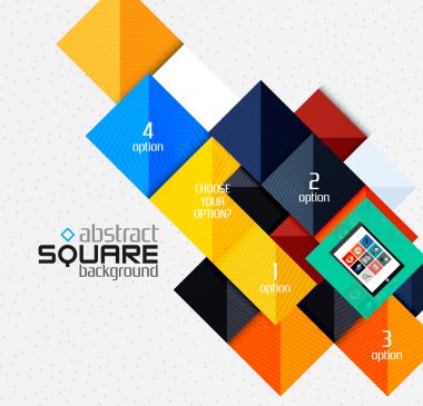 Geometrik kare şekilleri ve Infographic seçeneği öğeleri tablet ile