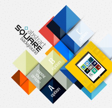 Geometrik kare şekilleri ve Infographic seçeneği öğeleri tablet ile