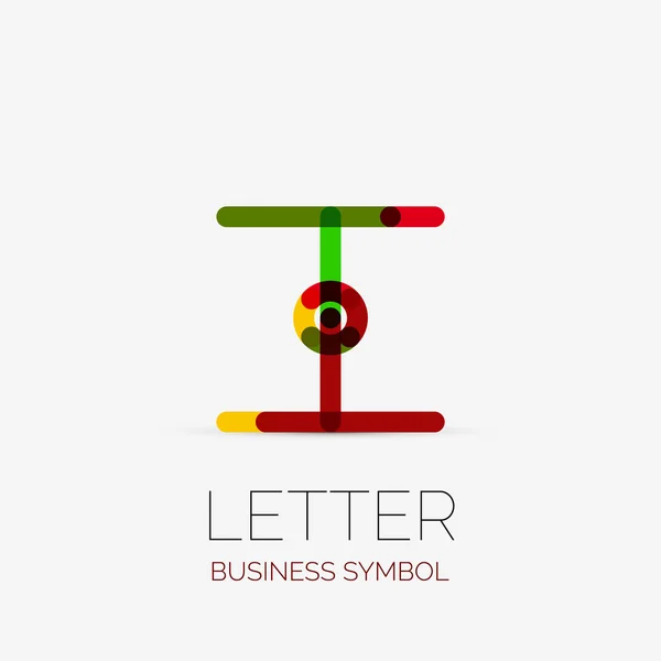 Minimalistic linear business icons, logos, made of multicolored line segments. Universal symbols for any concept or idea. Futuristic hi-tech, technology element set — Stock Vector