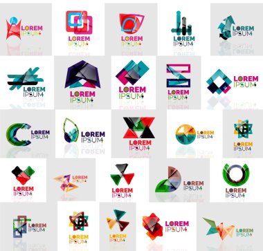 Renkli soyut origami logoları koleksiyonu