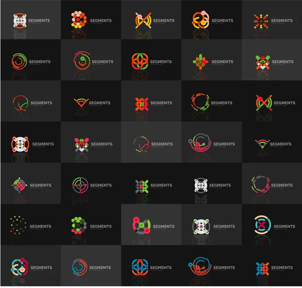 Conjunto de logotipos lineares vetoriais, símbolos abstratos geométricos, ícones elegantes —  Vetores de Stock