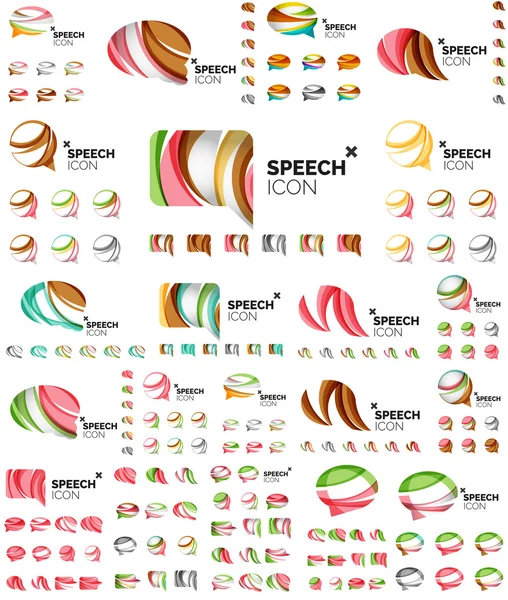 연설 거품 아이콘 설정, 중복 도형 스타일 디자인 — 스톡 벡터