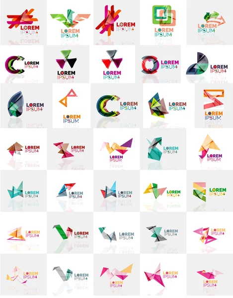 Collectie van kleurrijke abstracte origami logo 's — Stockvector