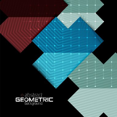 Doku siyah renkli geometrik şekillerle. Modern futuristik soyut tasarım şablonu