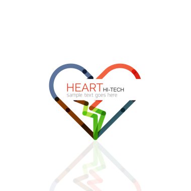 Logo aşk kalp, doğrusal geometrik iş simgesi