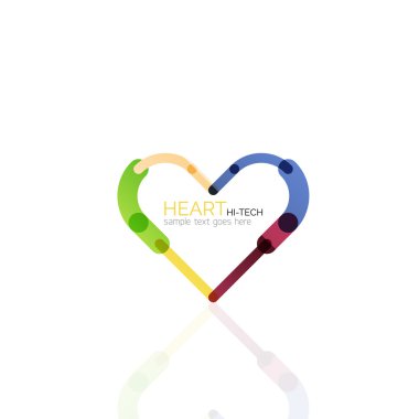 Logo aşk kalp, doğrusal geometrik iş simgesi