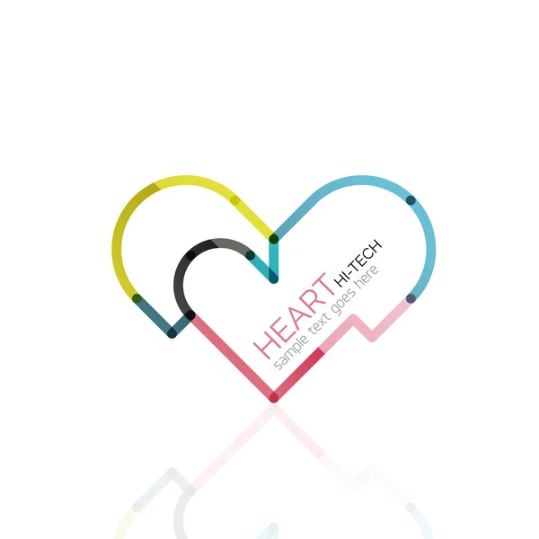 Logo love heart, astratto lineare geometrica icona di business — Vettoriale Stock