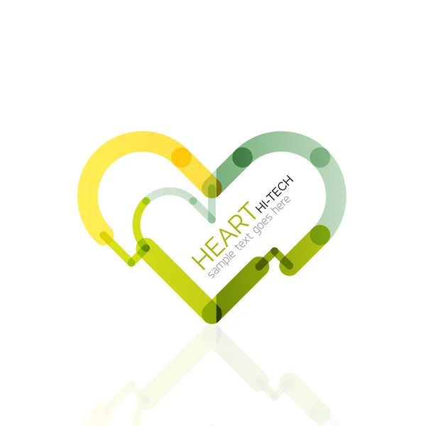 Logo love heart, astratto lineare geometrica icona di business — Vettoriale Stock