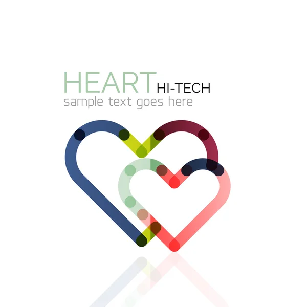 Logo liefde hart, abstracte lineaire geometrische business pictogram — Stockvector