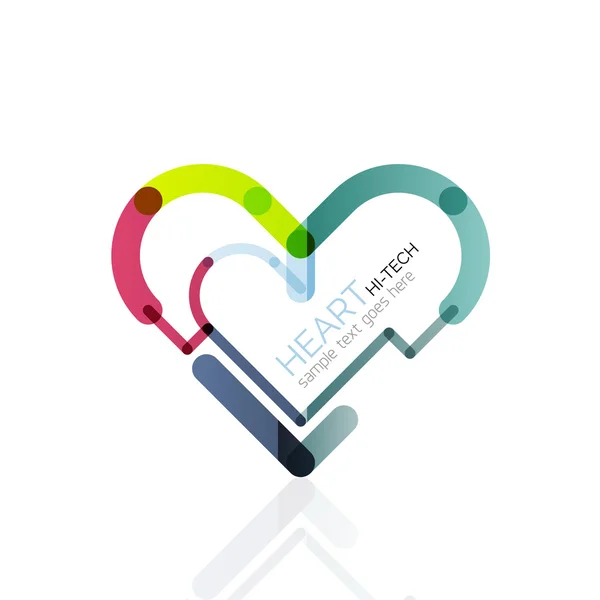 Logo liefde hart, abstracte lineaire geometrische business pictogram — Stockvector