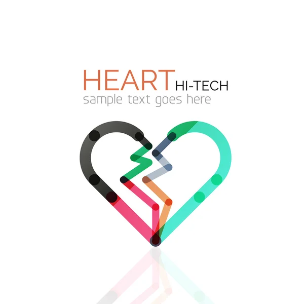 Logo corazón del amor, icono de negocio geométrico lineal abstracto — Archivo Imágenes Vectoriales