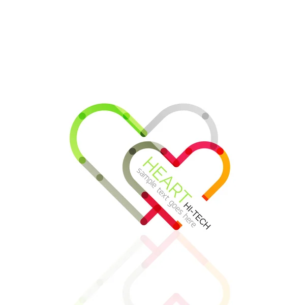 Logo liefde hart, abstracte lineaire geometrische business pictogram — Stockvector