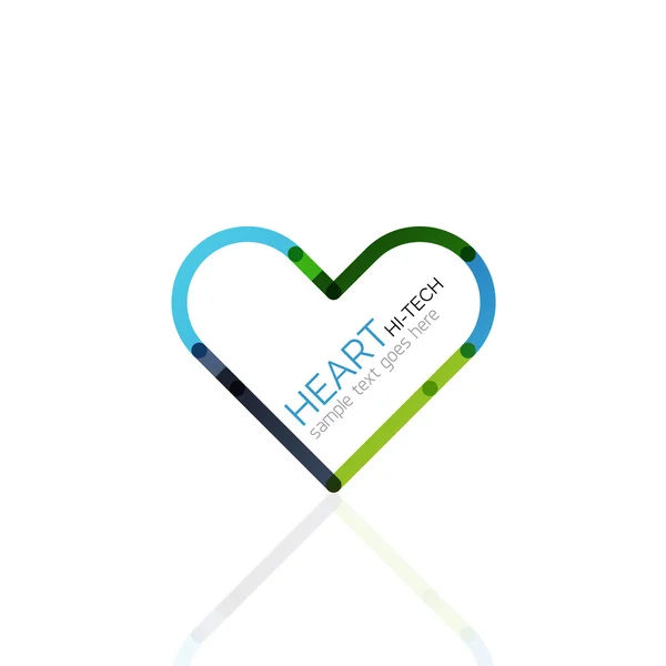 Logo love heart, astratto lineare geometrica icona di business — Vettoriale Stock