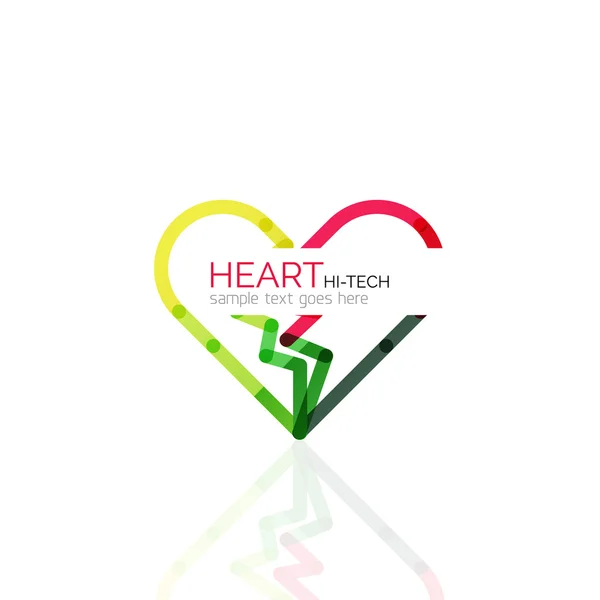 Logo corazón del amor, icono de negocio geométrico lineal abstracto — Vector de stock