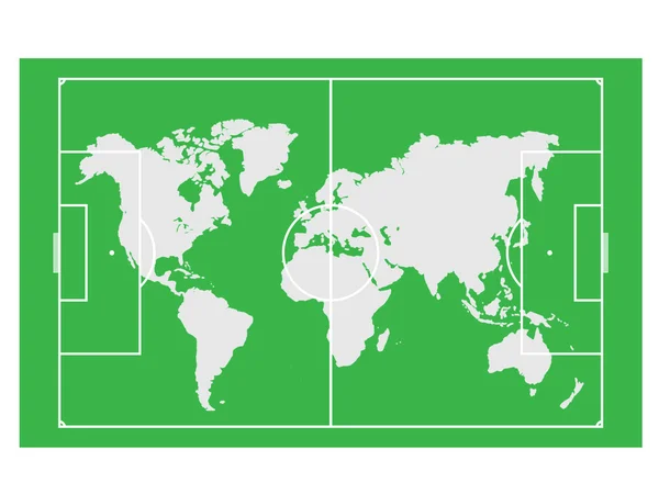Världskartan på fotbollsplanen — Stockfoto