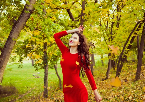 Beautiful girl in the autumn forest — Stock Photo, Image