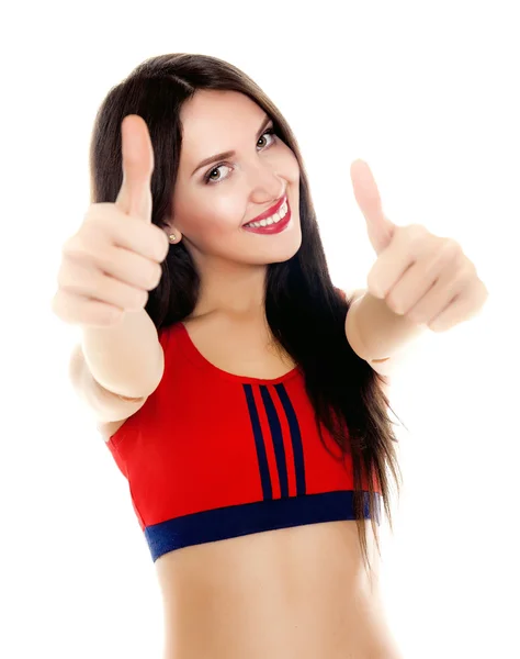 Young girl with thumbs up — Stock Photo, Image
