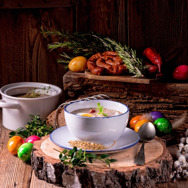 Sour rye soup — Stock Photo, Image