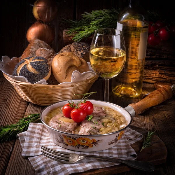 Fried Fricandeau with onion — Stock Photo, Image