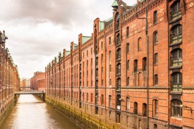 Hamburg bölgesinde Speicherstadt
