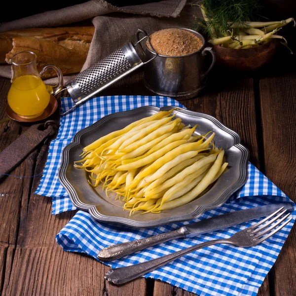 Fagiolini gialli con briciole di pane — Foto Stock