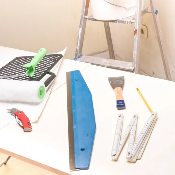 Pasting table with tools — Stock Photo, Image