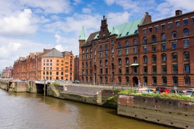 Hamburg bölgesinde Speicherstadt