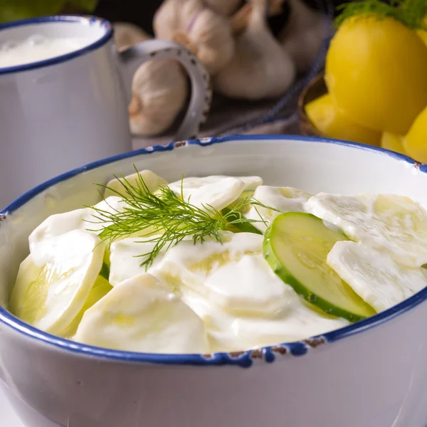 Mizeria Polish cucumber salad — Stock Photo, Image