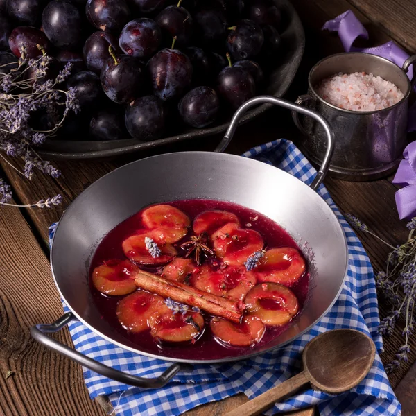 Fresh plum sauce with spices — Stock Photo, Image