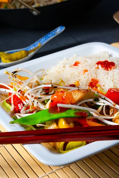 Fried Sweet Sour Chicken Vegetables — Stock Photo, Image