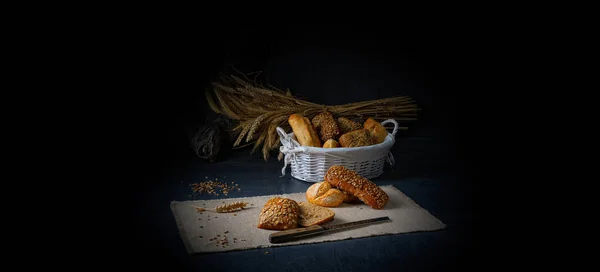 Leckere Und Knusprige Frühstücksbrötchen — Stockfoto