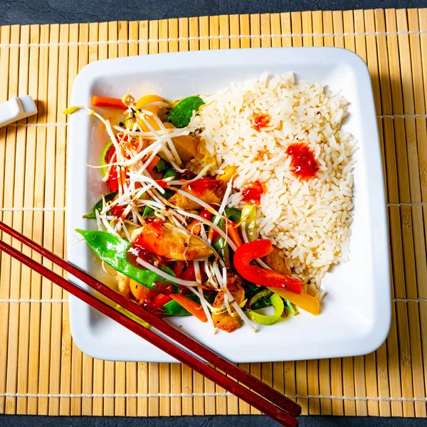 Fried Sweet Sour Chicken Vegetables — Stock Photo, Image