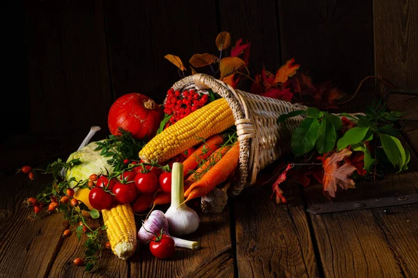 Das Schöne Herbstliche Füllhorn Mit Gemüse — Stockfoto