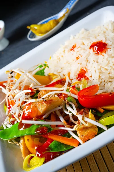 Fried Sweet Sour Chicken Vegetables — Stock Photo, Image