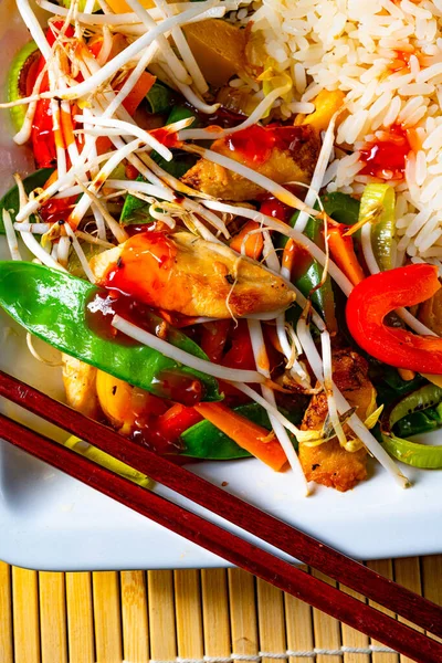 Fried Sweet Sour Chicken Vegetables — Stock Photo, Image