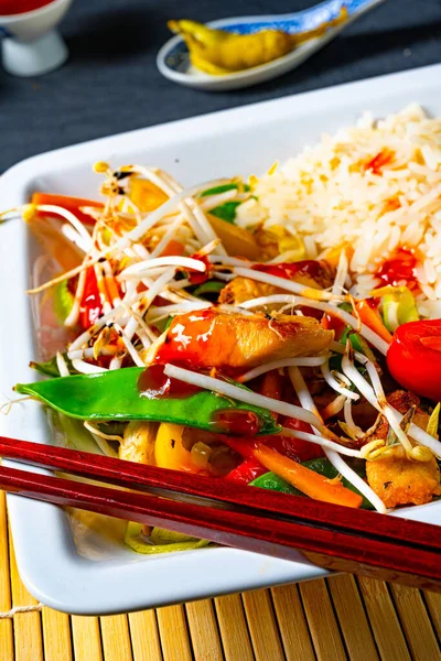 Fried Sweet Sour Chicken Vegetables — Stock Photo, Image