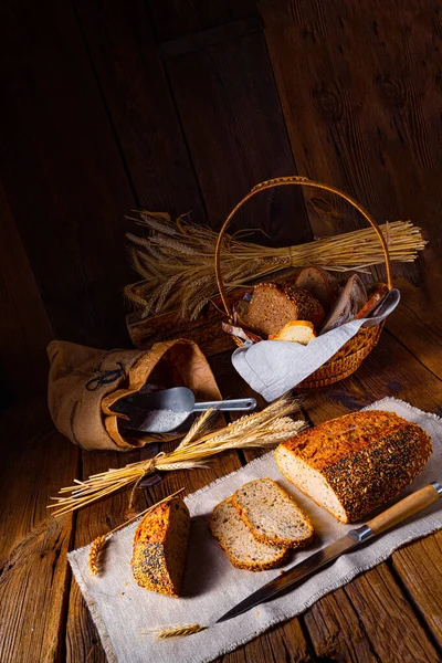 Flaxseed Bread Poppy Seed Sesame Mixture — Stock Photo, Image
