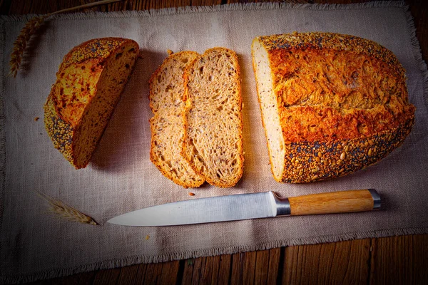 Pan Linaza Con Semilla Amapola Mezcla Sésamo — Foto de Stock